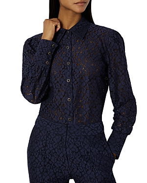 Milly Harlow Lace Shirt In Navy
