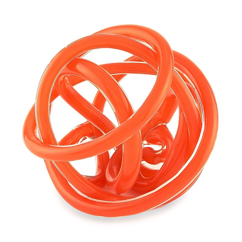 Tizo Handblown Decorative Glass Knot In Orange