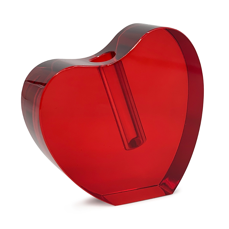Tizo Crystal Red Heart Shape Vase, Large In Red