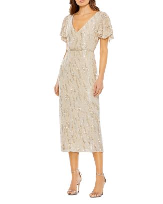 green emerald velvet dress Pink Flutter Sleeve Embroidered Midi Dress