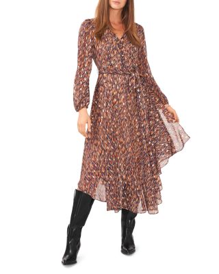 knee length dresses for ladies Metallic Print V-Neck Backless Slip Long Dress main image 1