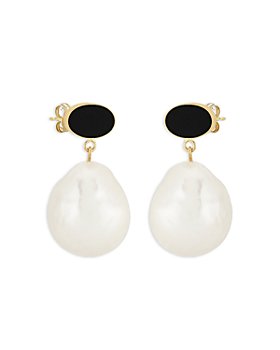 Bloomingdale's - Cultured Freshwater Baroque Pearl & Onyx Drop Earrings in 14K Yellow Gold - 100% Exclusive