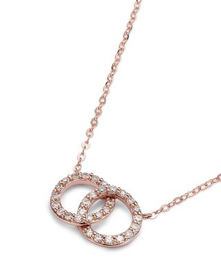 Diamond Double O Pendant Necklace in 14K Rose Gold, 0.25 tcw - 150th Anniversary Exclusive