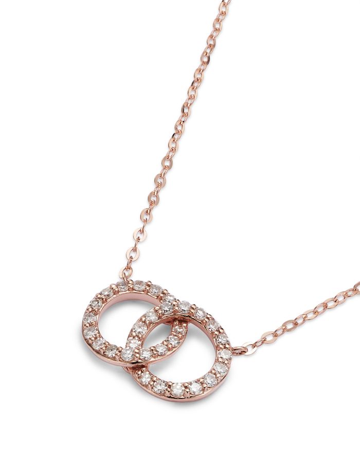 Diamond Double O Pendant Necklaces 14K Gold, 0.25 tcw each