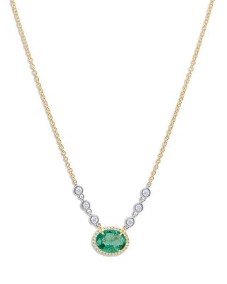 Multi-Gemstone & Diamond Halo Necklaces in 14K Gold