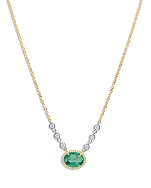 Meira T 14k White & Yellow Gold Emerald & Diamond Pendant Necklace, 18 In Green/gold