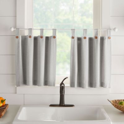 Elrene Home Fashions - Tucker Solid Button Window Tier Pair, 24" x 30"