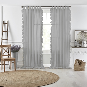 Elrene Home Fashions Bella Tab-top Ruffle Sheer Window Curtain Panel, 52 X 95 In Charcoal