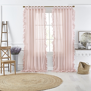 Elrene Home Fashions Bella Tab-top Ruffle Sheer Window Curtain Panel, 52 X 95 In Pale Pink