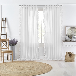 Elrene Home Fashions Bella Tab-top Ruffle Sheer Window Curtain Panel, 52 X 95 In White