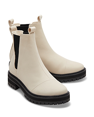 Toms Dakota Womens Leather Pull On Chelsea Boots In Natural