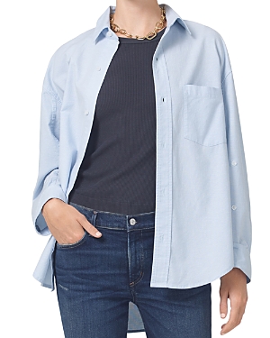 Citizens Of Humanity Kayla Button Front Shirt In Oxford Blue