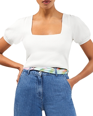 FRENCH CONNECTION BABYSOFT PUFF SLEEVE CROP TOP