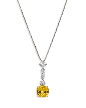 Soleil Cubic Zirconia & Nano Crystal Lariat Necklace in Silver Plated, 16-18