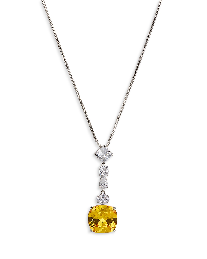 Nadri Soleil Cubic Zirconia & Nano Crystal Lariat Necklace In Silver Plated, 16-18 In Yellow/silver