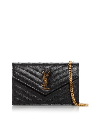 Saint Laurent Envelope Quilted Leather Chain Wallet   Handbags - Bloomingdale's
