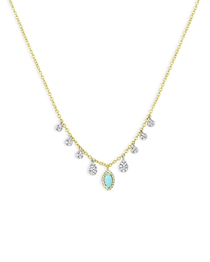 Meira T 14K White & Yellow Gold Turquoise & Diamond Pendant & Dangle Necklace, 18
