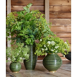 Aerin Calinda Round Vase In Forest Green