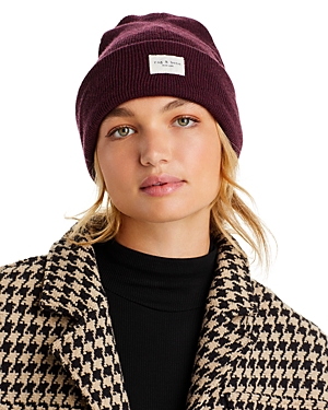 Rag & Bone Icons Addison Wool Blend Beanie In Burgundy