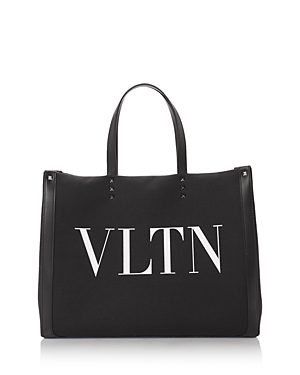 Shop Valentino Logo Print Tote Bag In Black/white