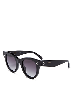 Shop Celine Bold 3 Dots Round Sunglasses, 48mm In Black/gray Gradient