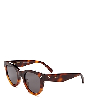 Shop Celine Bold 3 Dots Round Sunglasses, 48mm In Havana/gray Solid