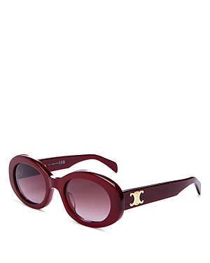 Celine Triomphe Logo Oval Acetate Sunglasses In Red/red Gradient