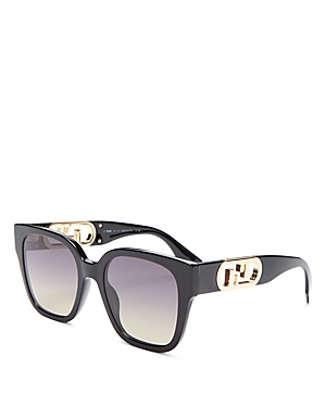 Shop Fendi O'lock Polarized Square Sunglasses, 54mm In Black/gray Polarized Gradient