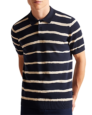 TED BAKER CROMER COTTON PAINTERLY STRIPE POLO SHIRT