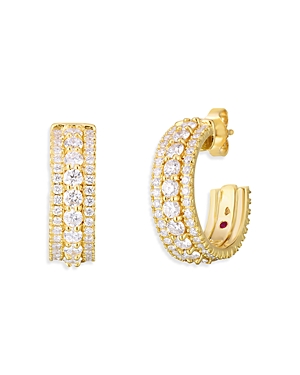 Shop Roberto Coin 18k Yellow Gold Siena Diamond Triple Row Hoop Earrings