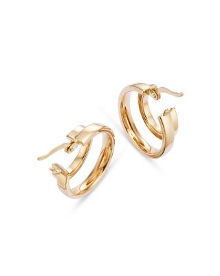Double Row Hoop Earrings in 14K Yellow Gold 