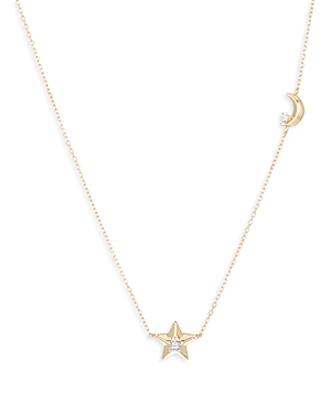 Adina Reyter 14k Yellow Gold Night Sky Diamond 3d Moon & Star Necklace, 15-16