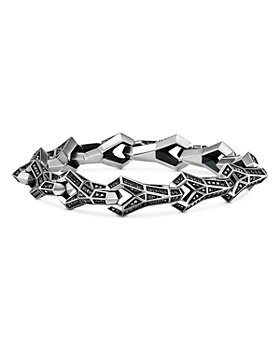 David Yurman - Sterling Silver Men's Chain Black Diamond Medium Faceted Link Bracelet