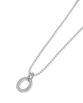 Sterling Silver Caviar Spark Diamond Circle Bead Chain Pendant Necklace, 16-18"