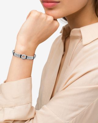 Sterling Silver Black Caviar Ceramic & Diamond Bead Bracelet