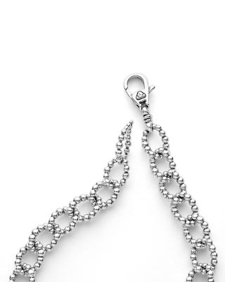 Sterling Silver Caviar Spark Diamond Circle Bead Open Link Bracelet