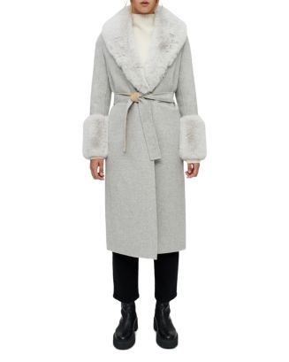 Maje Galaxyru Faux Fur Trim Coat | Bloomingdale's