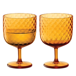 Shop Lsa Dapple Wine Glass, Set Of 2 In Amber