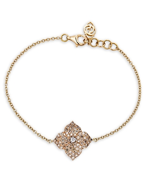 Piranesi Flower Champagne & White Diamond Pave Link Bracelet In Rose Gold