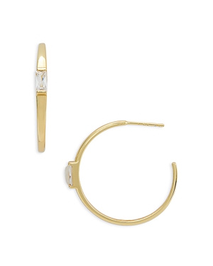 Argento Vivo Baguette Cubic Zirconia Hoop Earrings in 14K Gold Plated Sterling Silver