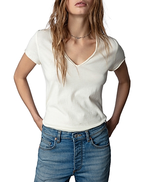 Zadig & Voltaire Story Wings Fishnet Cotton T-shirt In Sugar