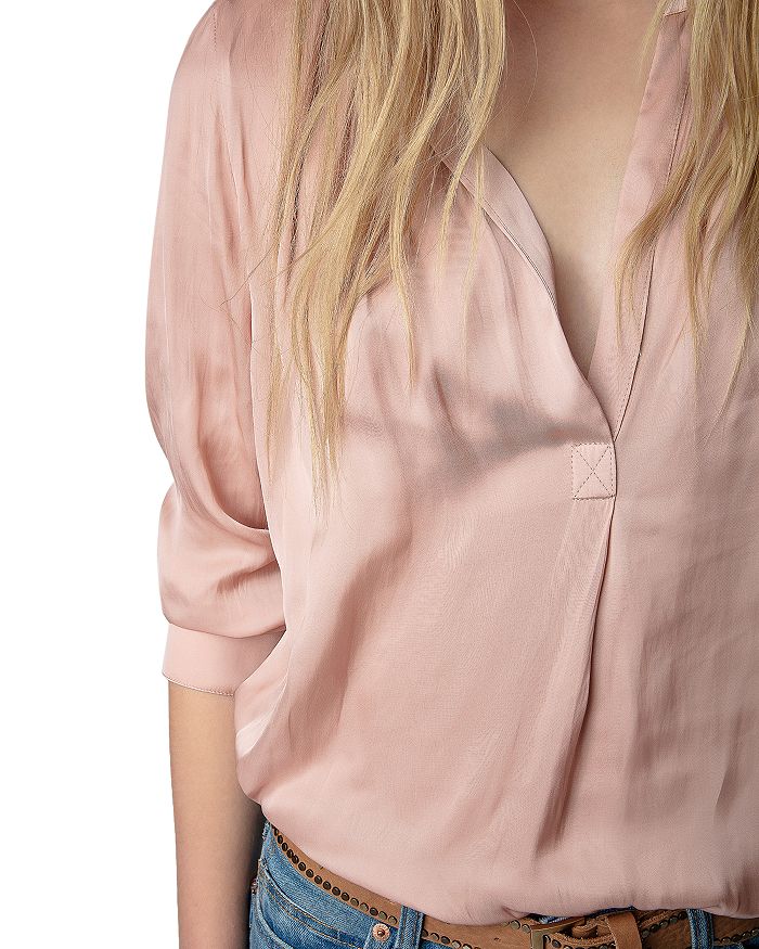 Zadig & Voltaire Gathered-detail Long-sleeve Blouse In Blush