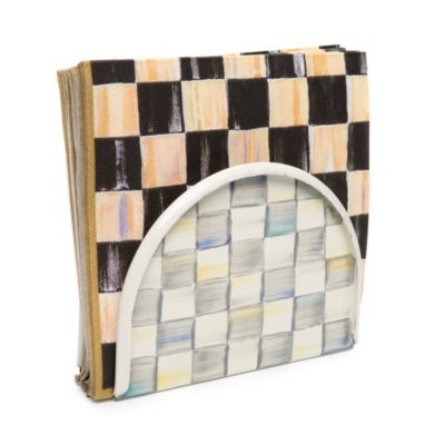 Sterling Check Enamel Napkin Holder