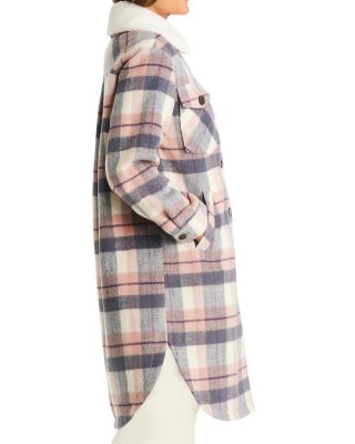 Sherpa Trim Plaid Coat
