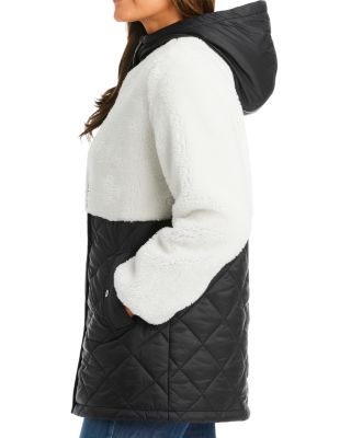 Mixed Media Sherpa Hooded Jacket