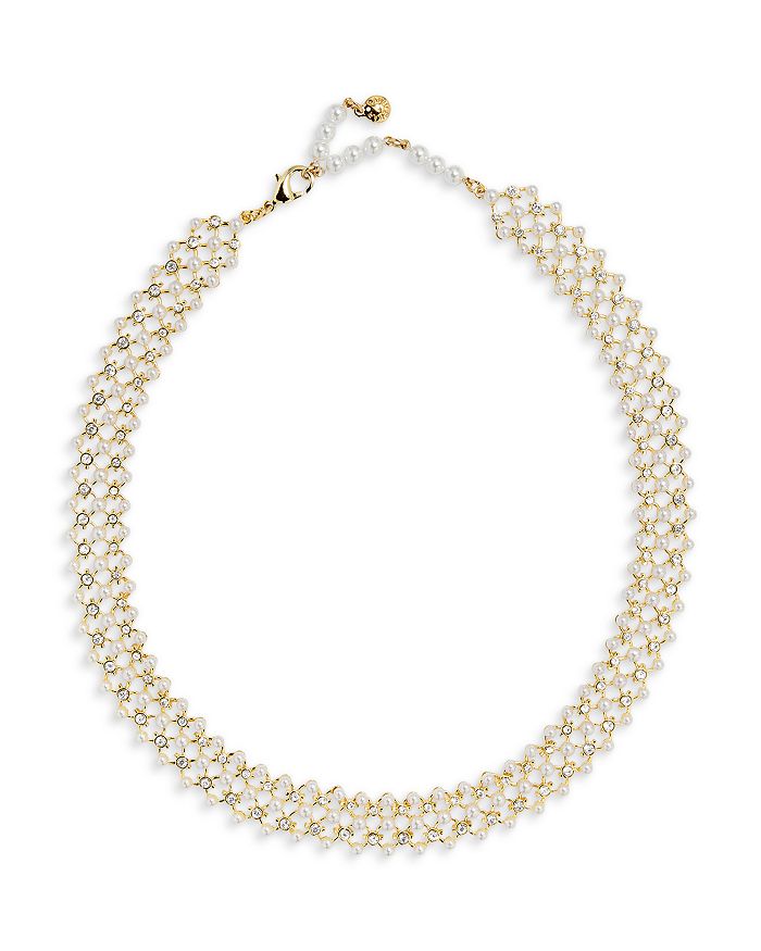 BAUBLEBAR Coco Crystal Imitation Pearl Collar Necklace in Gold