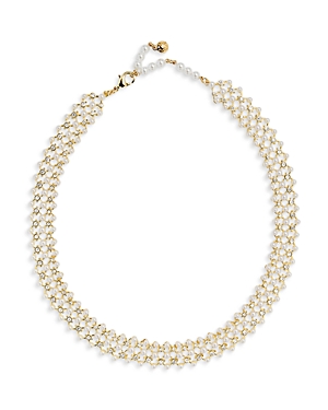 Baublebar Coco Crystal & Imitation Pearl Collar Necklace In Gold Tone, 17-20 In Gold
