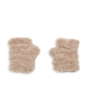 Jocelyn Mandy Faux Fur Fingerless Mittens In Beige