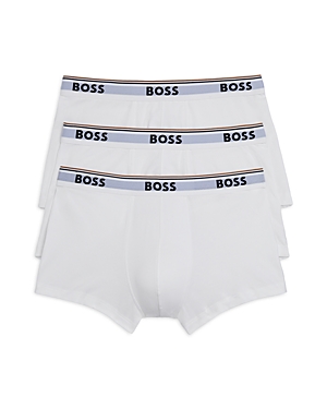 Shop Hugo Boss Power Cotton Blend Trunks, Pack Of 3 In White
