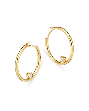 Zoe Chicco 14K Yellow Gold Prong Diamond Hoop Earrings